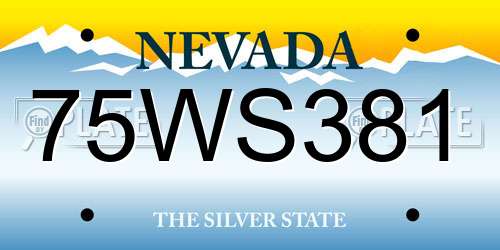 75WS381 Nevada License Plate