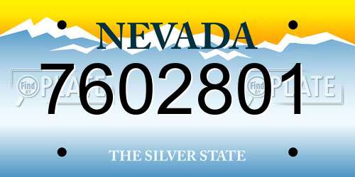 7602801 Nevada License Plate