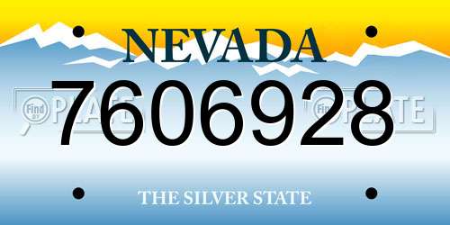 7606928 Nevada License Plate