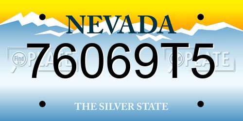 76069T5 Nevada License Plate