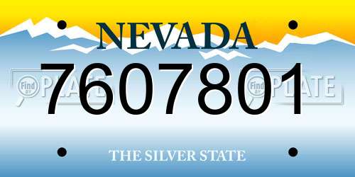 7607801 Nevada License Plate