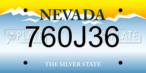 760J36 Nevada License Plate