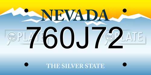 760J72 Nevada License Plate