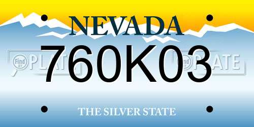 760K03 Nevada License Plate