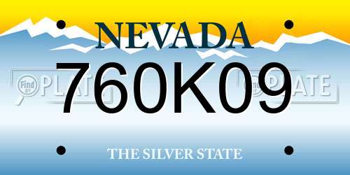 760K09 Nevada License Plate
