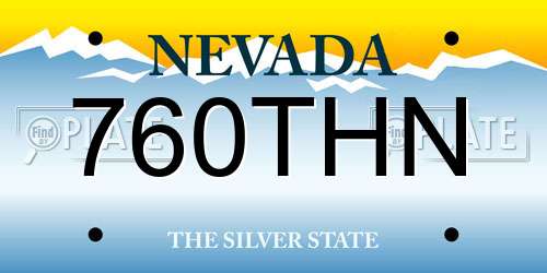760THN Nevada License Plate