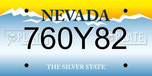 760Y82 Nevada License Plate
