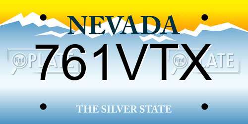 761VTX Nevada License Plate