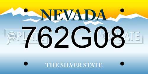 762G08 Nevada License Plate