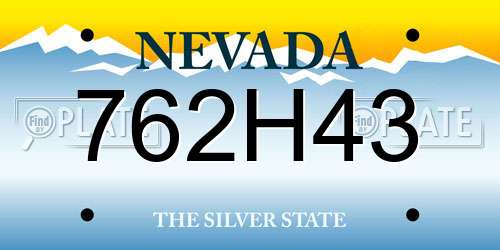 762H43 Nevada License Plate