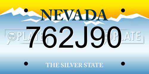 762J90 Nevada License Plate