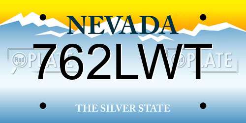 762LWT Nevada License Plate