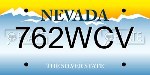 762WCV Nevada License Plate