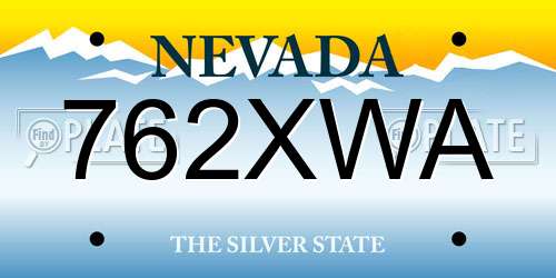 762XWA Nevada License Plate