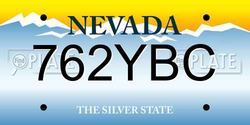 762YBC Nevada License Plate