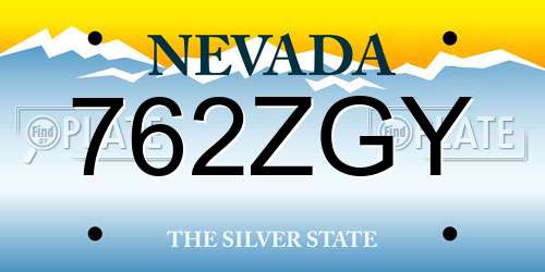 762ZGY Nevada License Plate