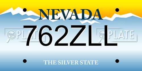 762ZLL Nevada License Plate