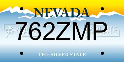 762ZMP Nevada License Plate