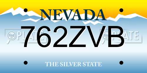 762ZVB Nevada License Plate