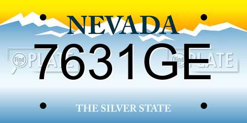 7631GE Nevada License Plate