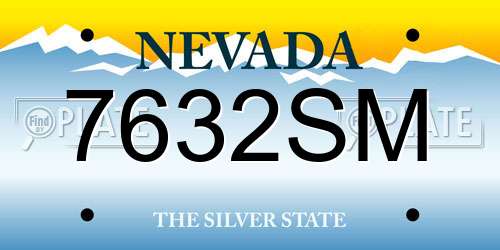 7632SM Nevada License Plate