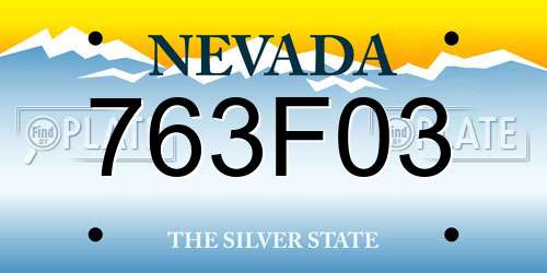 763F03 Nevada License Plate