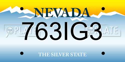 763IG3 Nevada License Plate