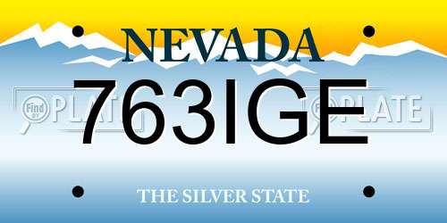 763IGE Nevada License Plate