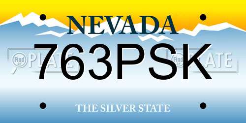 763PSK Nevada License Plate