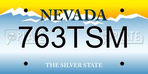 763TSM Nevada License Plate