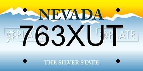 763XUT Nevada License Plate