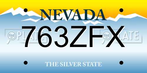 763ZFX Nevada License Plate