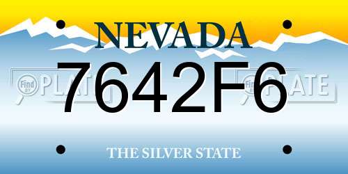 7642F6 Nevada License Plate