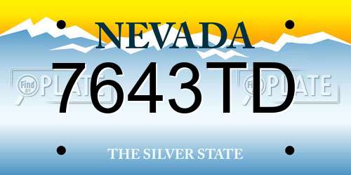 7643TD Nevada License Plate