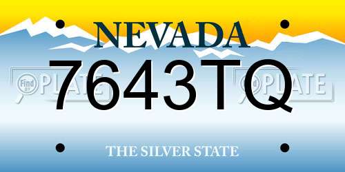 7643TQ Nevada License Plate