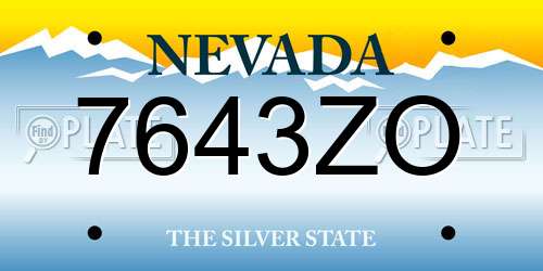7643ZO Nevada License Plate