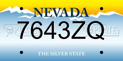 7643ZQ Nevada License Plate