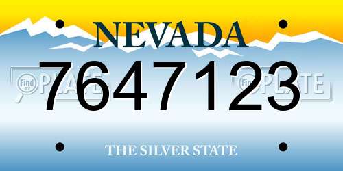 7647123 Nevada License Plate