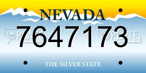 7647173 Nevada License Plate