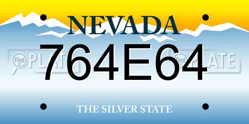 764E64 Nevada License Plate