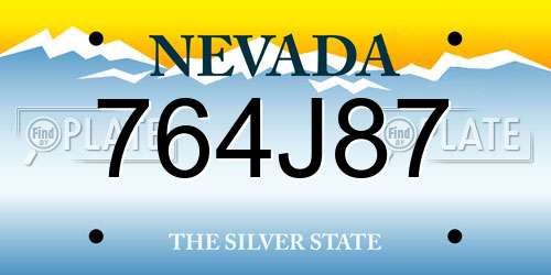 764J87 Nevada License Plate