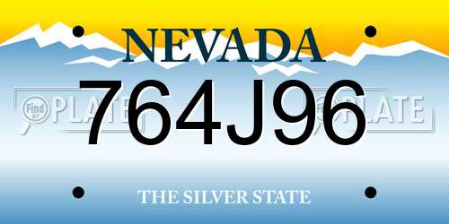 764J96 Nevada License Plate