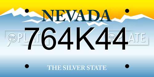 764K44 Nevada License Plate