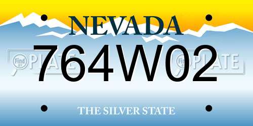 764W02 Nevada License Plate