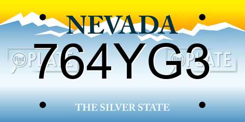 764YG3 Nevada License Plate