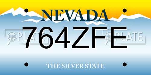 764ZFE Nevada License Plate