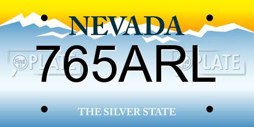 765ARL Nevada License Plate