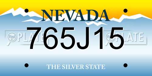765J15 Nevada License Plate