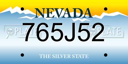 765J52 Nevada License Plate