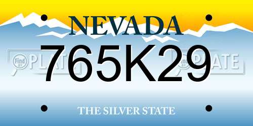 765K29 Nevada License Plate
